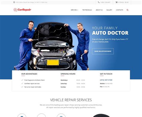 automotive repair website template.